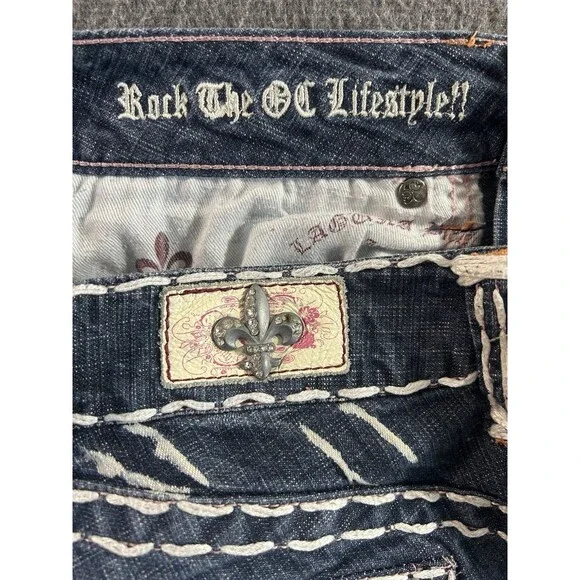 VTG Y2K Laguna Beach Jean Co 28x34 Embroidered Thick Stitch Low Rise Bootcut USA - Picture 6 of 13